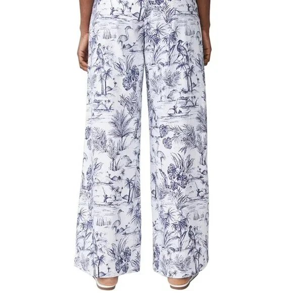 J. McLaughlin Amal pants trousers Size 4 has pockets cotton wide leg heron print - Picture 5 of 5